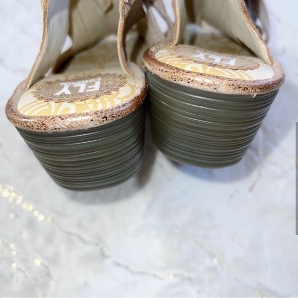 Fly London YIfa Luna Metallic Suede Lace Up Wedge Sandals Size EU 39 Us 8-8.5 - Picture 6 of 10